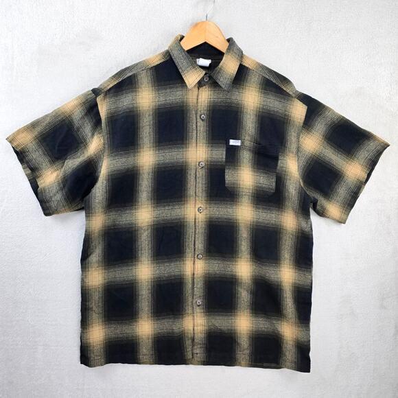 Vintage Caltop Shirt Mens XL Black Brown Plaid Chicano Lowrider Made In USA - Picture 1 of 7